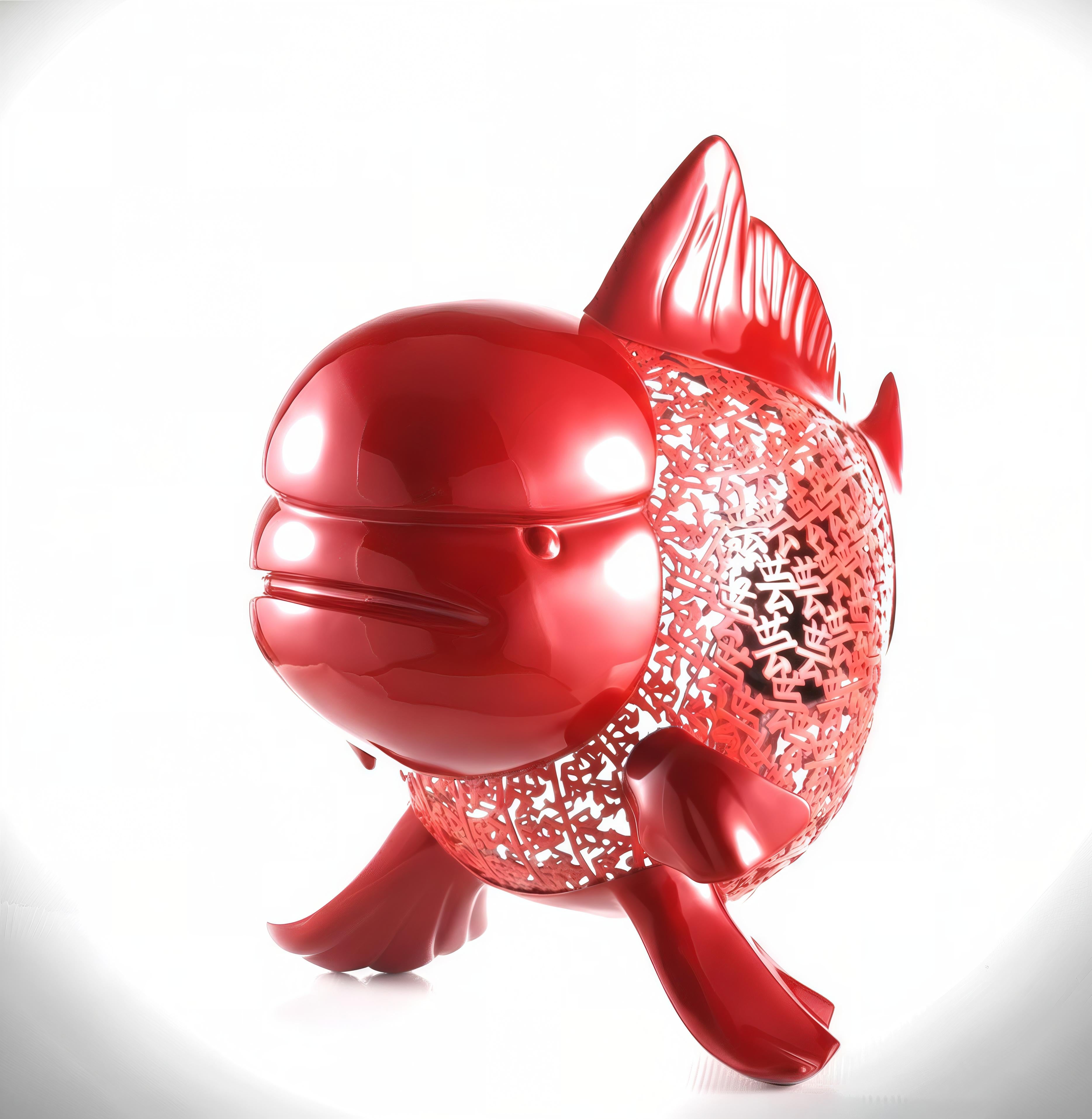 Petite Nishikigoi Elegance en métal rouge : Mizu no Kasai Whispers en vente 6