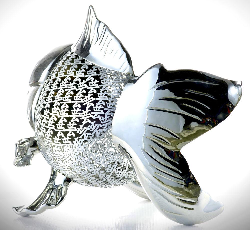 Petite Nishikigoi Elegance in metallo Silver : Mizu no Kasai Whispers in vendita 2