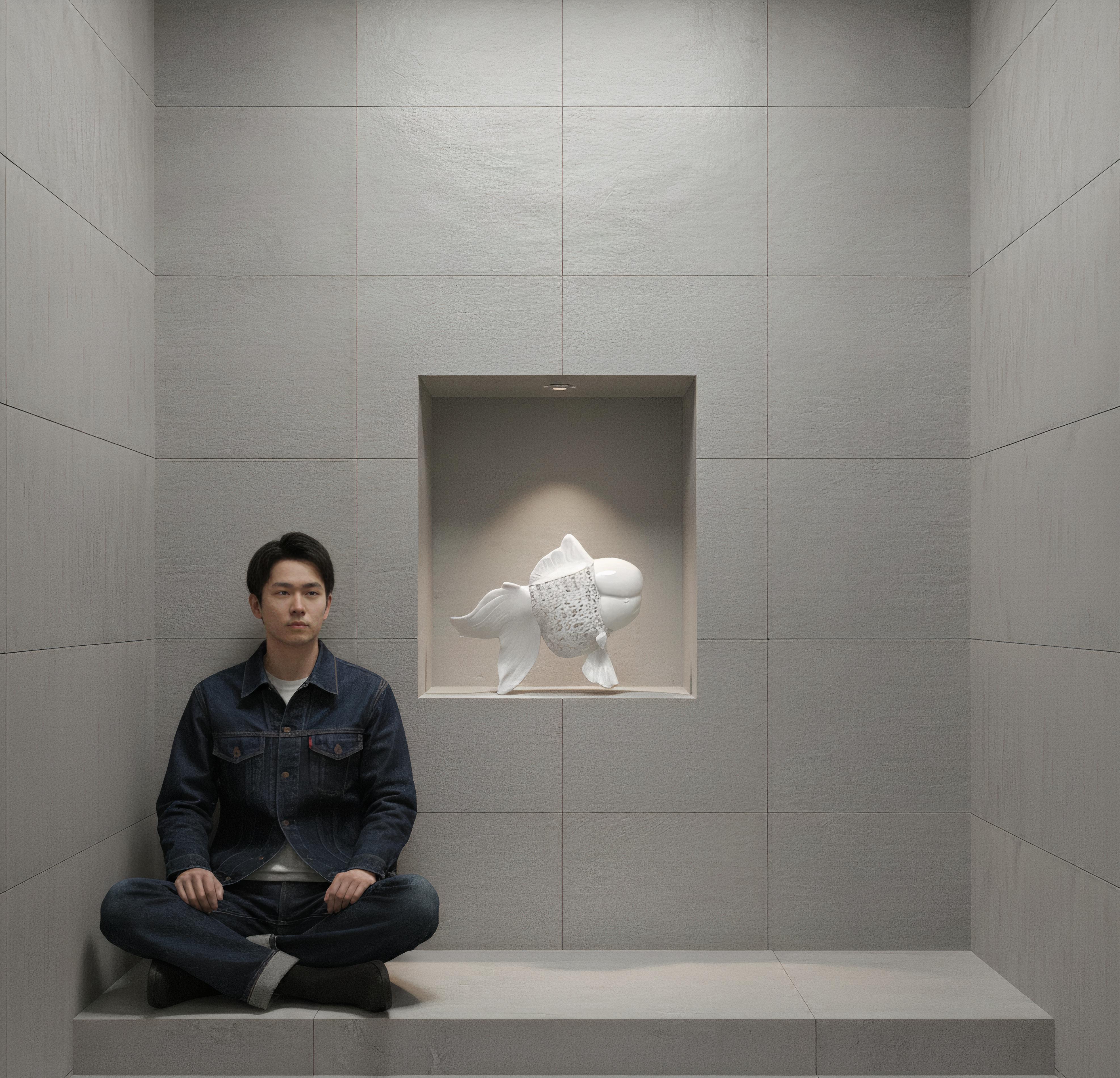 Petite Nishikigoi Elegance in Metall Weiß : Mizu no Kasai Flüstern im Angebot 4