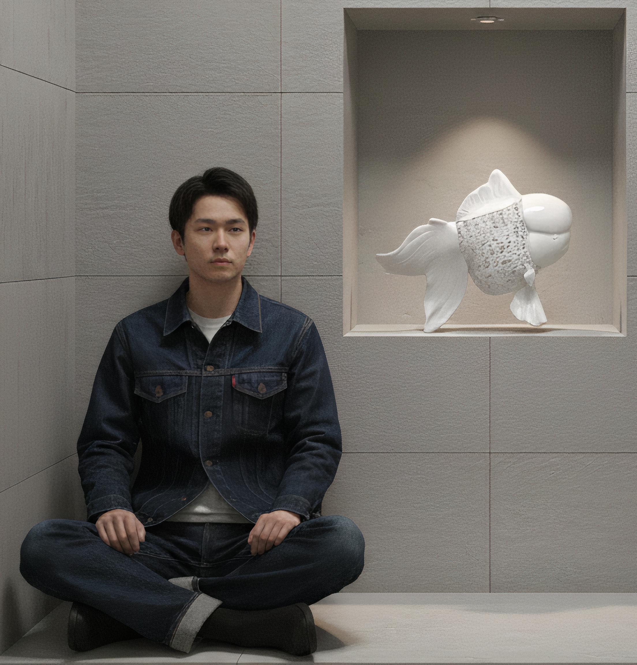 Petite Nishikigoi Elegance in Metal White : Mizu no Kasai Whispers