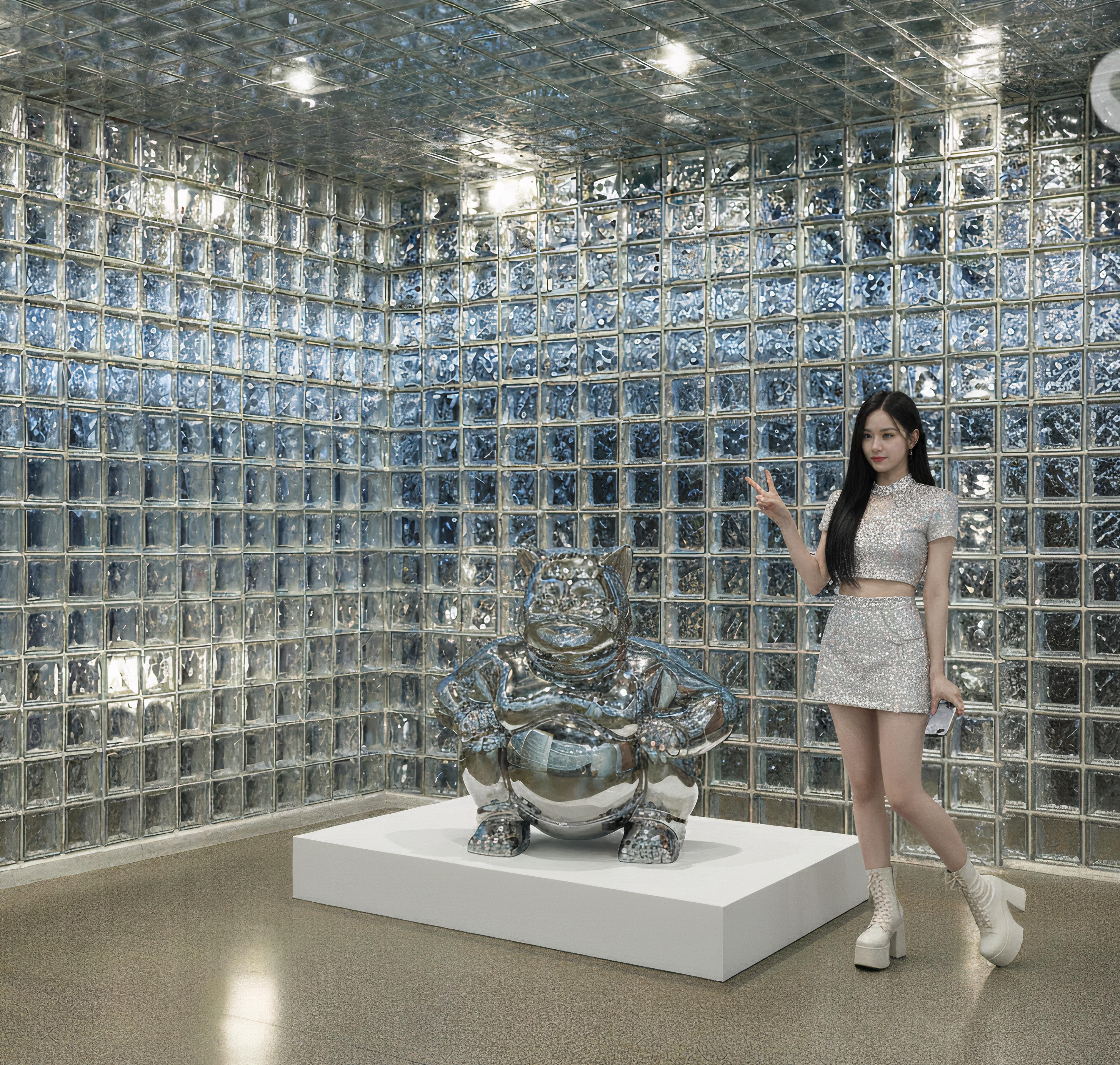 Steel Sumocat : Metallic Majesty - Sculpture by HIRO ANDO