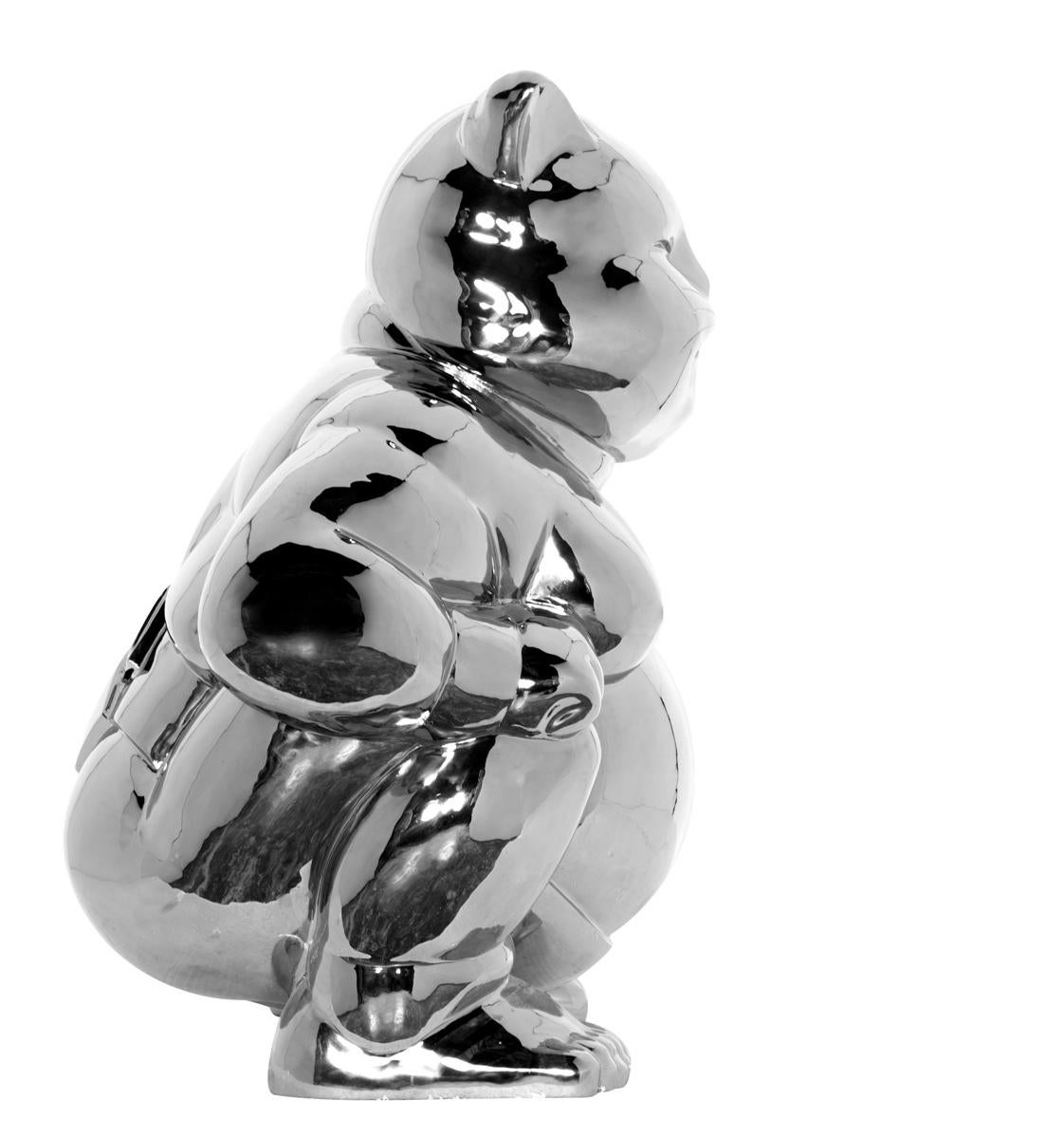 Steel Sumocat : Metallic Majesty - Contemporary Sculpture by HIRO ANDO