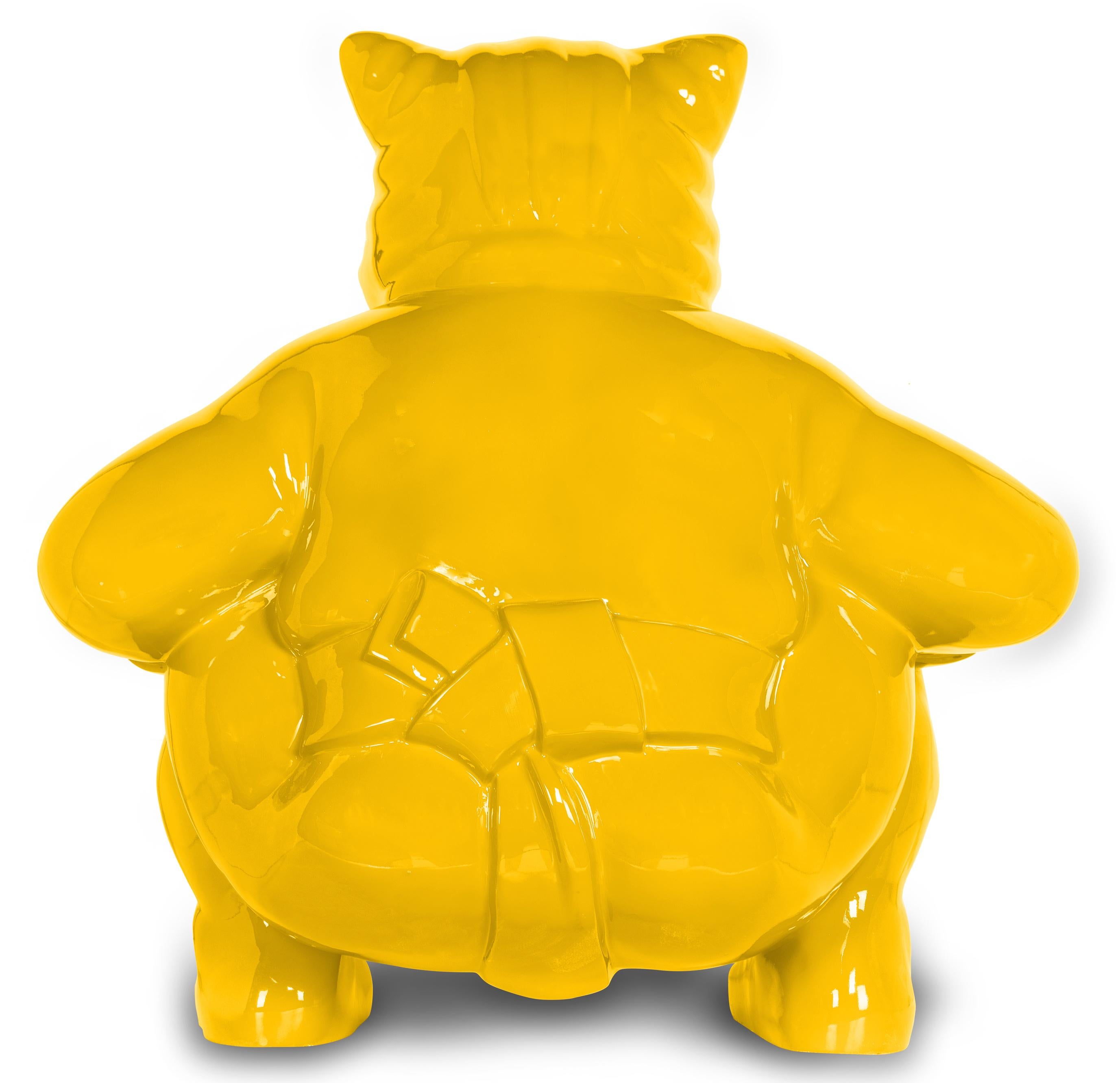 Majestic Sumocat :  Yellow Dance and Battles of Balance - Contemporary Sculpture by HIRO ANDO