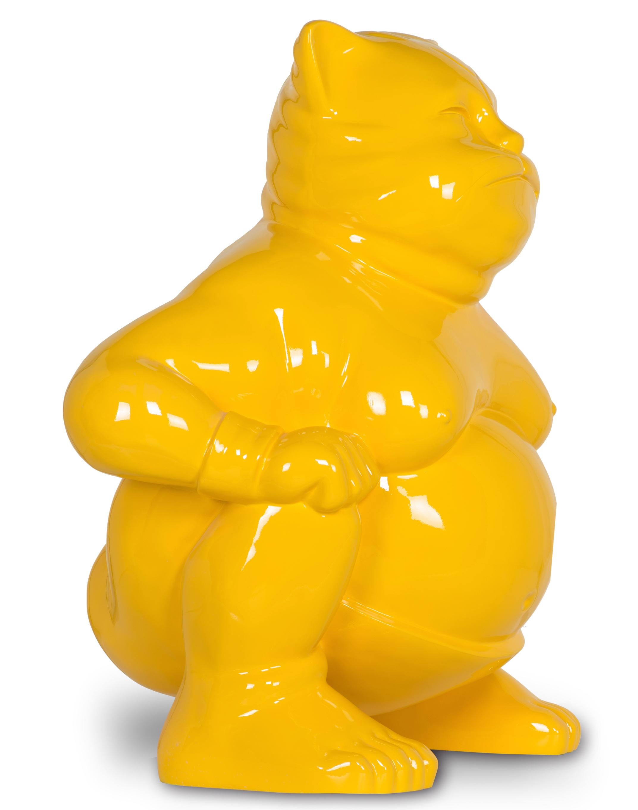 Majestic Sumocat :  Yellow Dance and Battles of Balance - Sculpture by HIRO ANDO