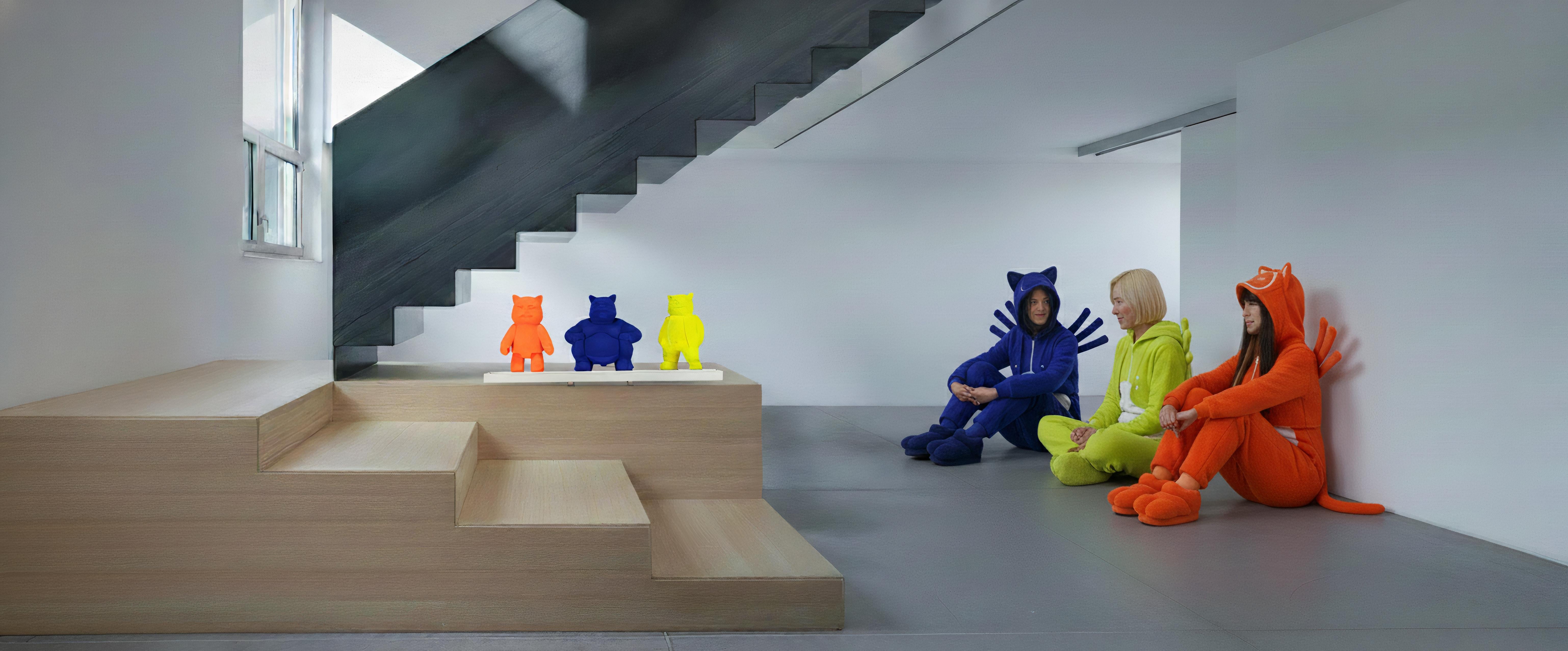 Trilogie Robotcat orange, Sumocat Blu, Urbancat jaune : Feline Metropolis en vente 3