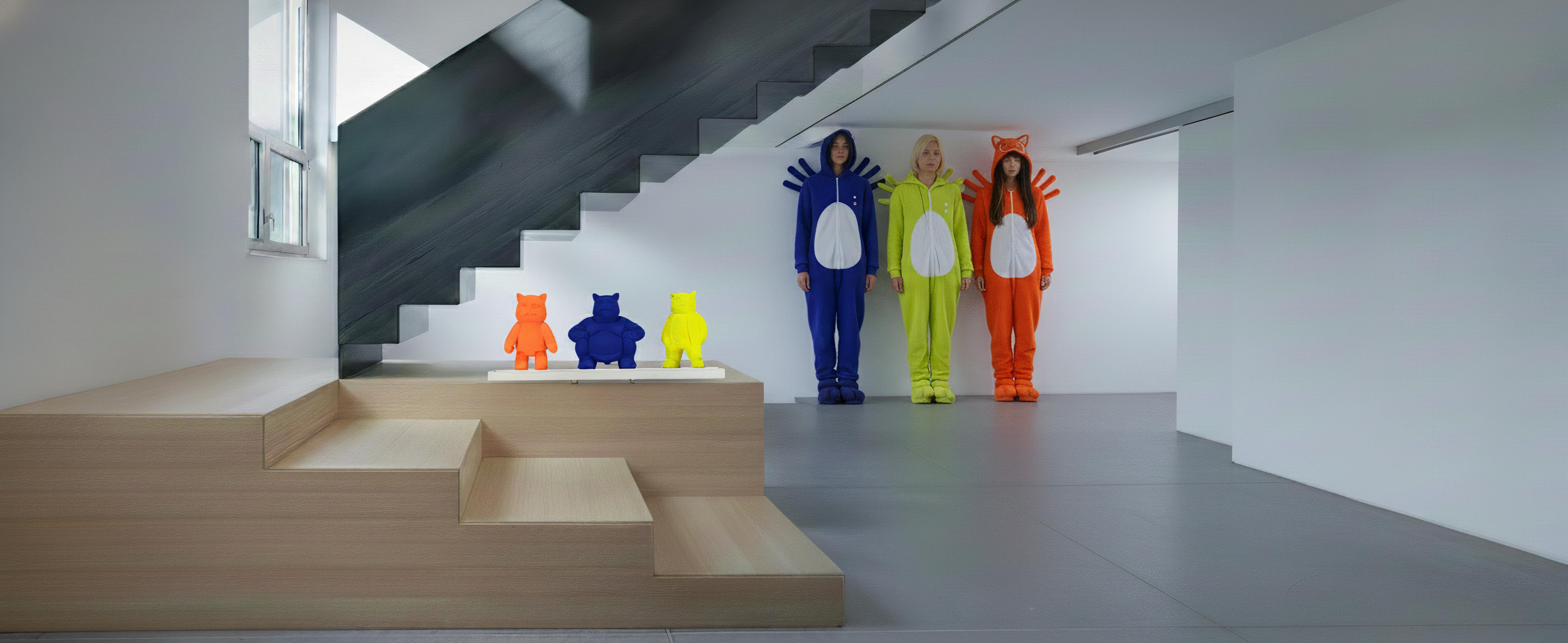 Trilogie Robotcat orange, Sumocat Blu, Urbancat jaune : Feline Metropolis en vente 4