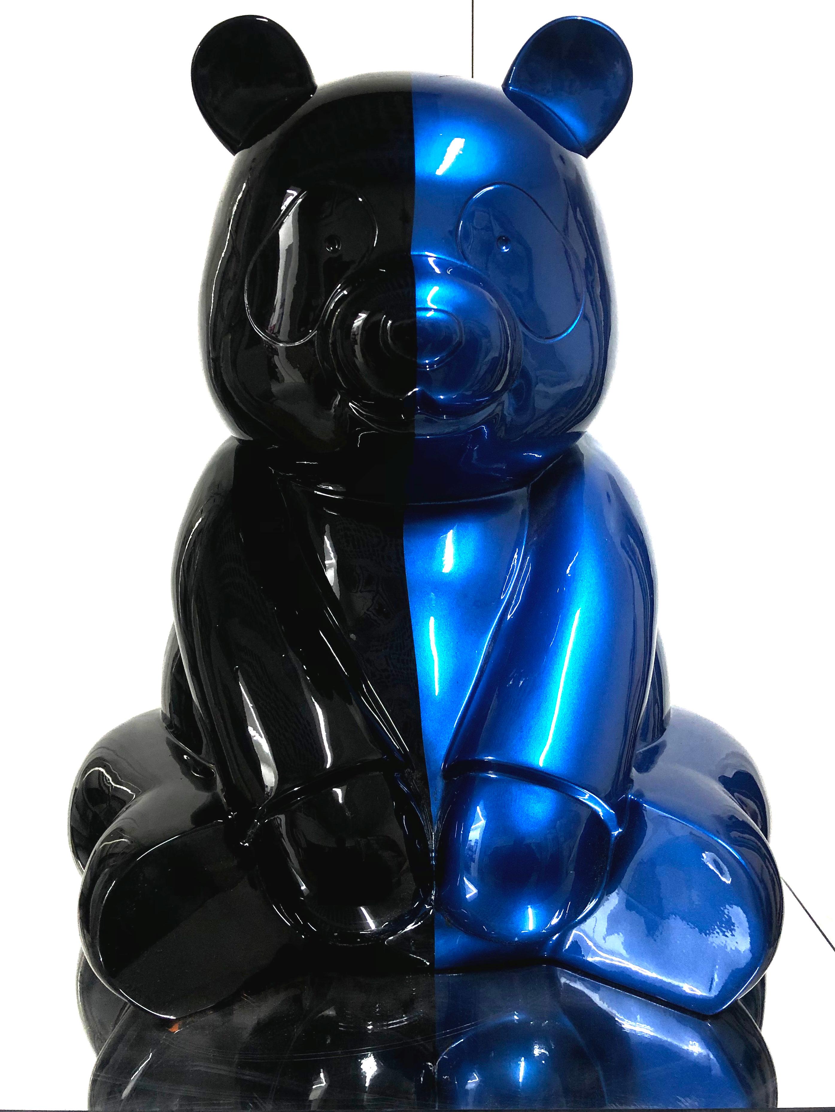The United Pandasan  : Spectral Symmetry Black & Blu - Sculpture by HIRO ANDO