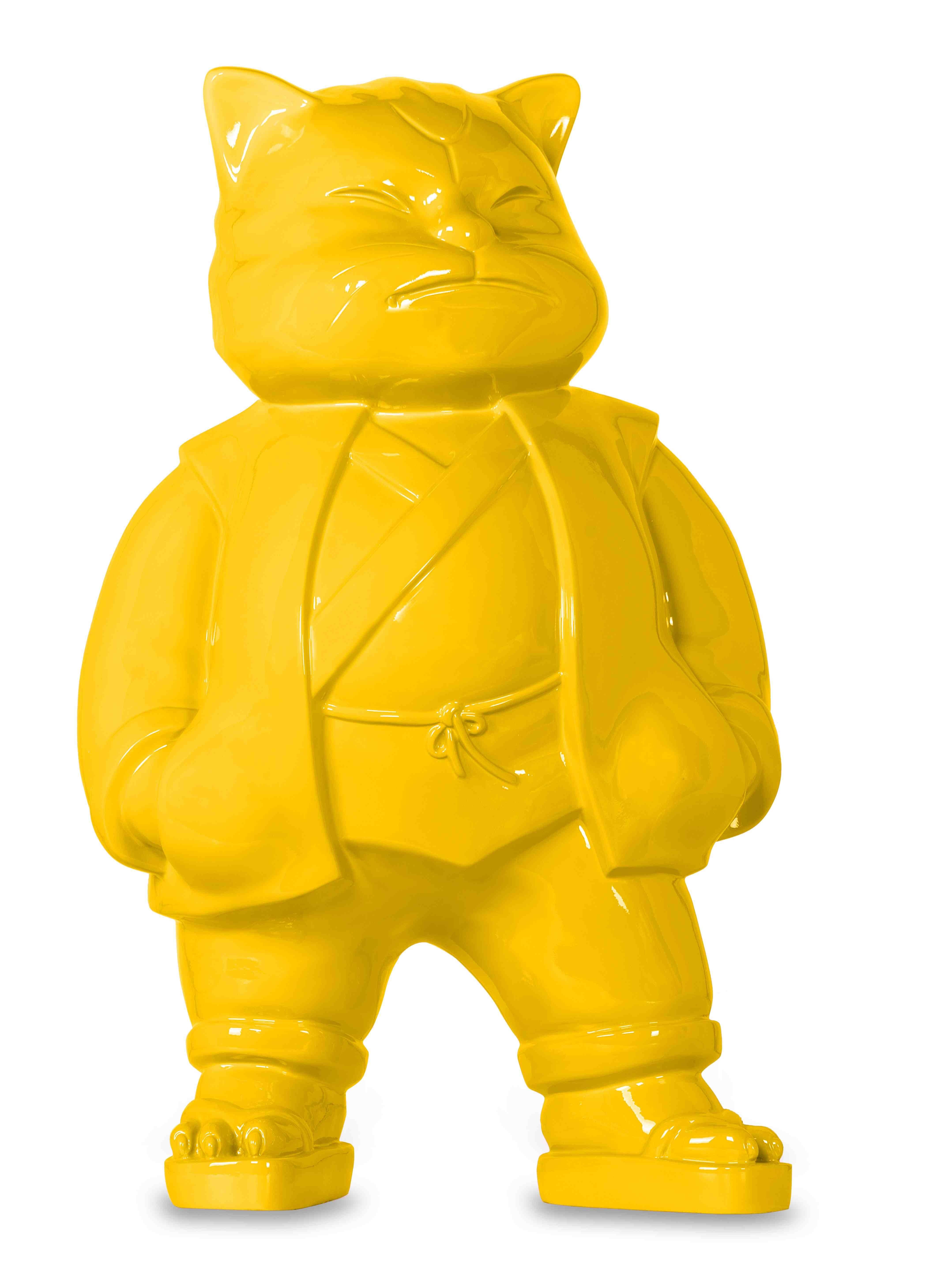 Eleganza Urbancat : Musa Metropolis Gialla - Sculpture Contemporaneo di HIRO ANDO