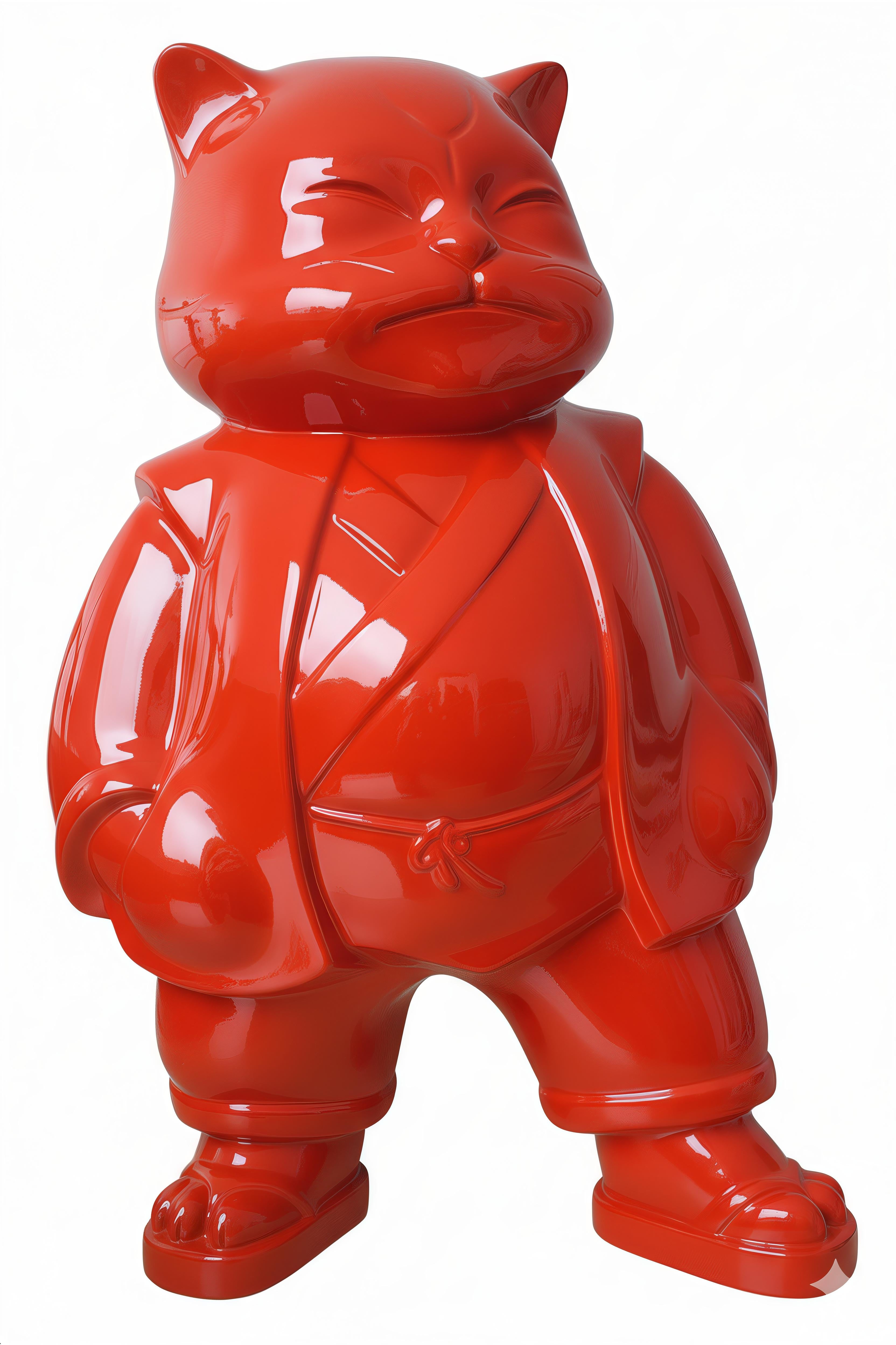 Urbancat Magnifico : A.muse de Red Metropolis - Contemporain Sculpture par HIRO ANDO