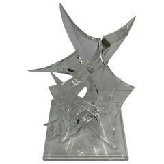 Hiro Van Teal Table Abstract Lucite Sculpture, Signed 1970's