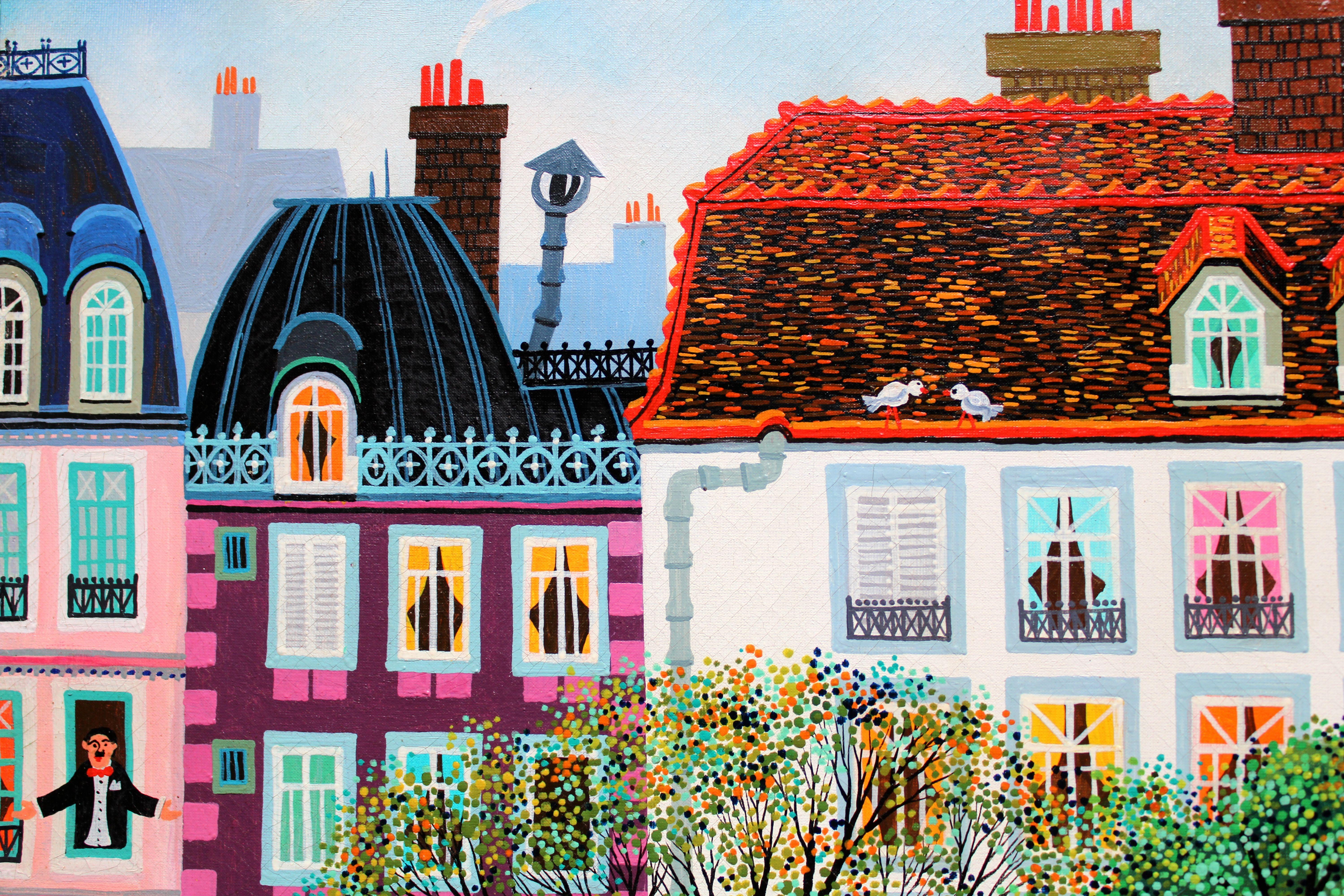 Rue animée de Paris. 1973. Huile sur toile. 54 x 73cm en vente 2