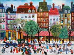 Lively Paris street. 1973. Oil on canvas. 54 x 73cm