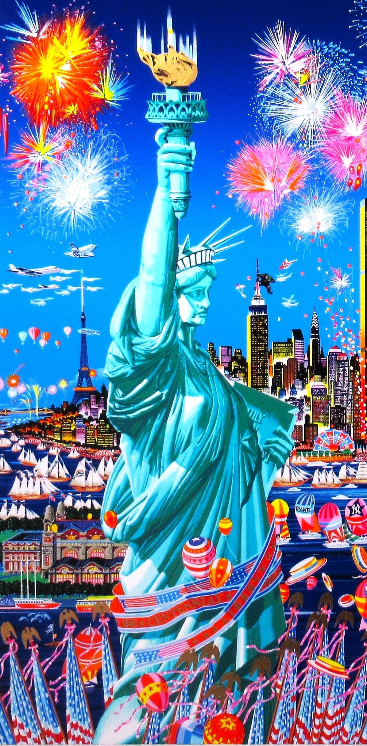 Happy Birthday Liberty, 100e anniversaire de la Statue de la Liberté Grande sérigraphie - Moderne Print par Hiro Yamagata