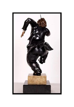 Hiro Yamagata Full Round Bronze Sculpture The Conductor Signed Music Caricature
