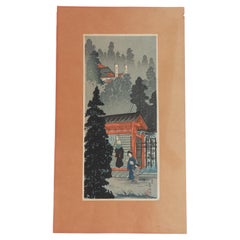 Hiroaki Shotei Japanese Woodblock Print “Inari Shrine At Oji” Signed C1936