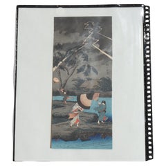 Hiroaki Takahas Japanese Woodblock Print “Thunderstorm At Tateishi” Signed C1925