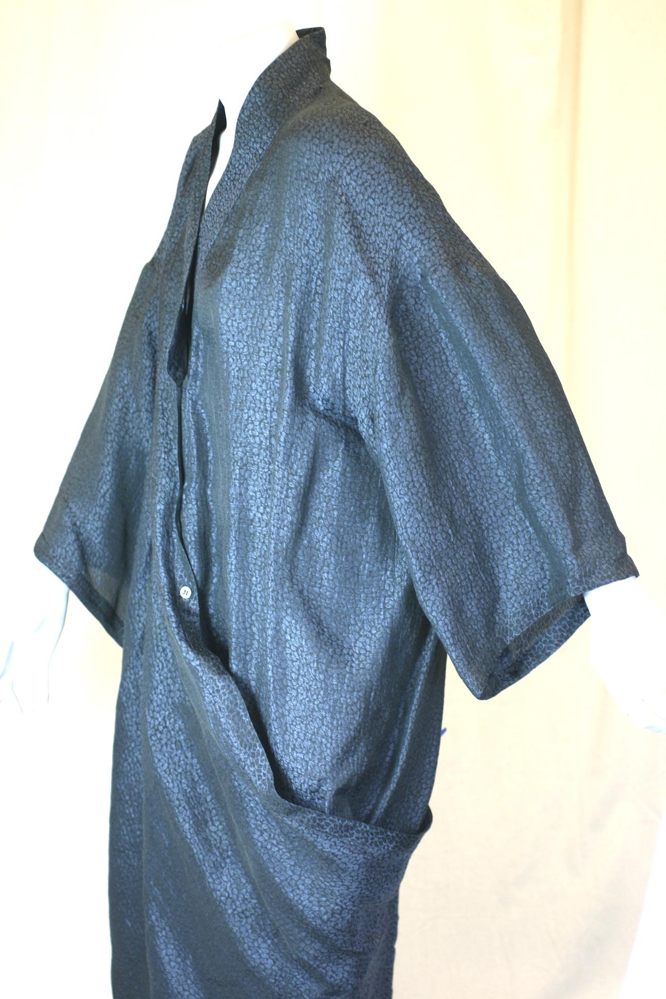 Purple Hiroko Koshino Hybrid Linen Sari Kimono Wrap Ensemble