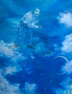 Used Japanese Contemporary Art by Hiromi Sengoku - A Man Brushing up the Sky