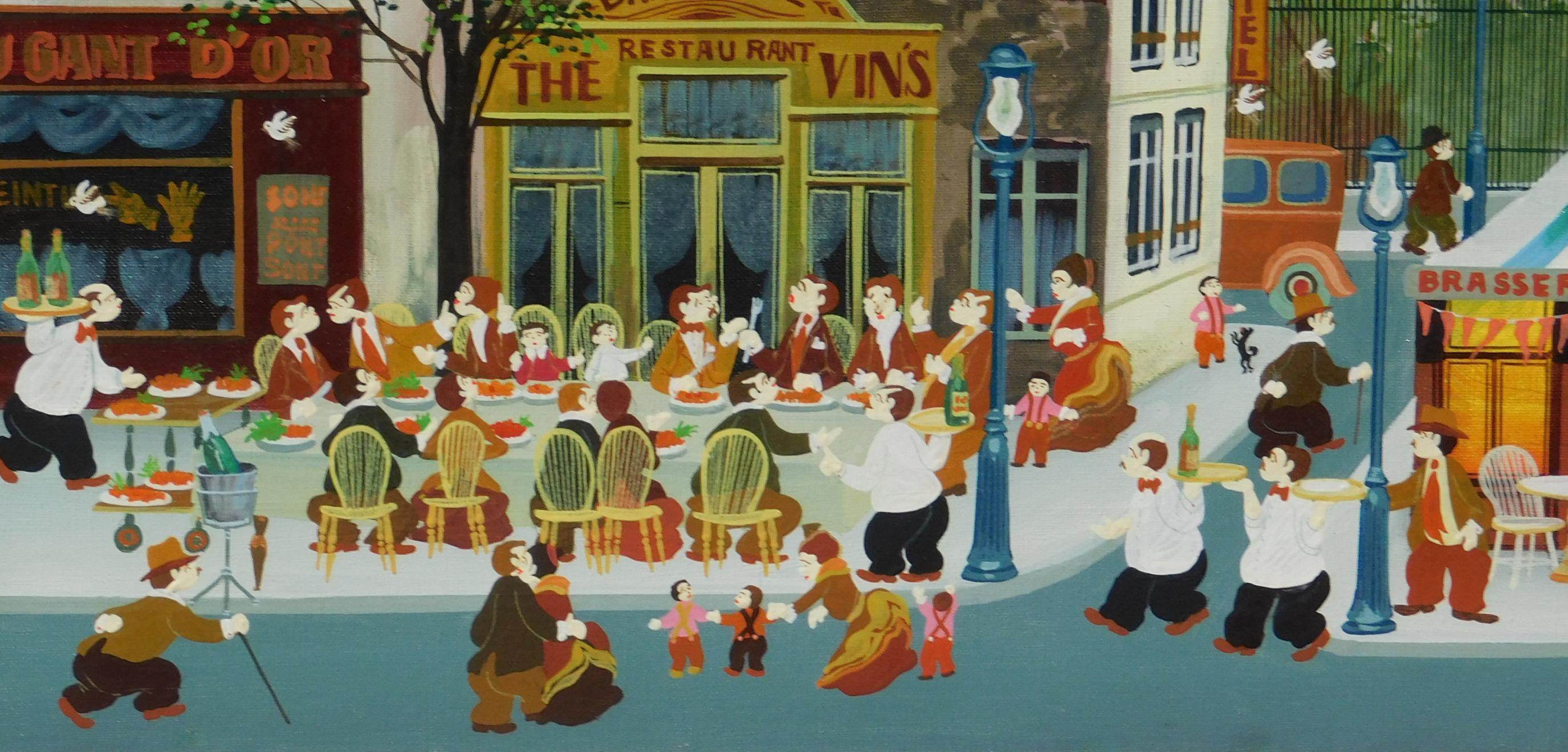 Paint Hiromichi 'Hiro' Yamagata Parisian Banquet Scene, Oil on Canvas, 1978