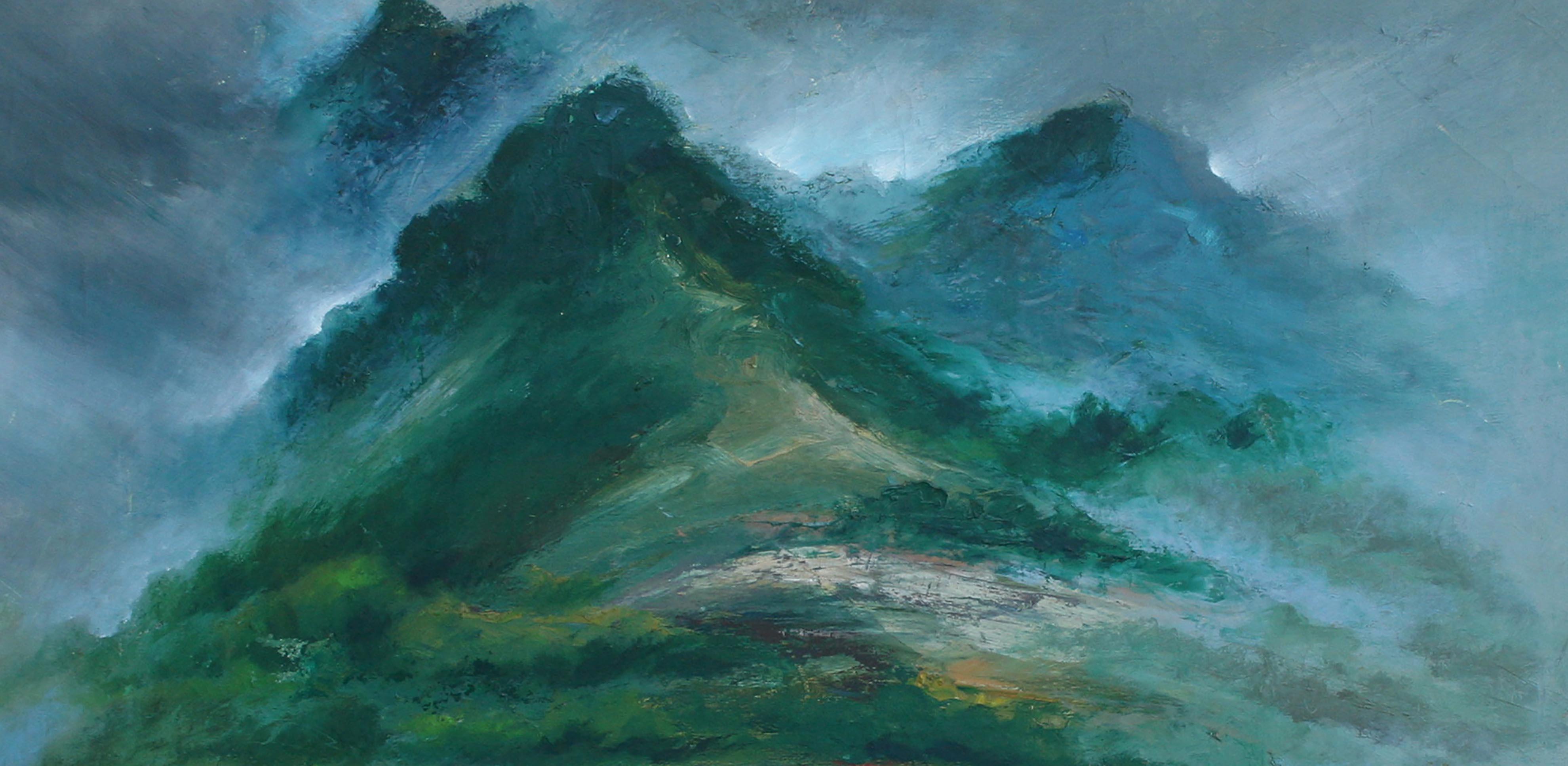Waianae Mountains Hawaiian Landscape - Painting by Hiromu Maehara