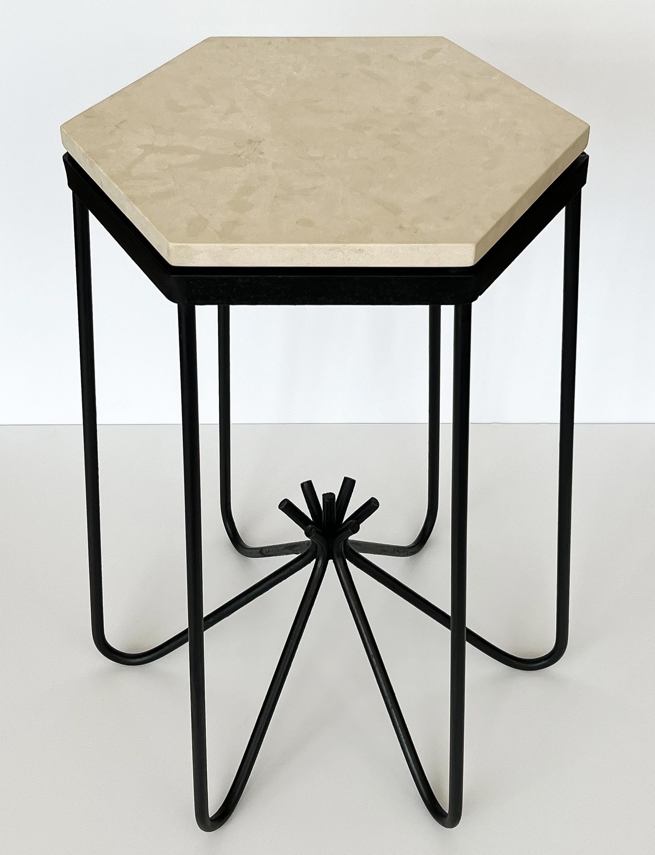 Limestone Hirondelle Side Table in the Style of Jean Royère