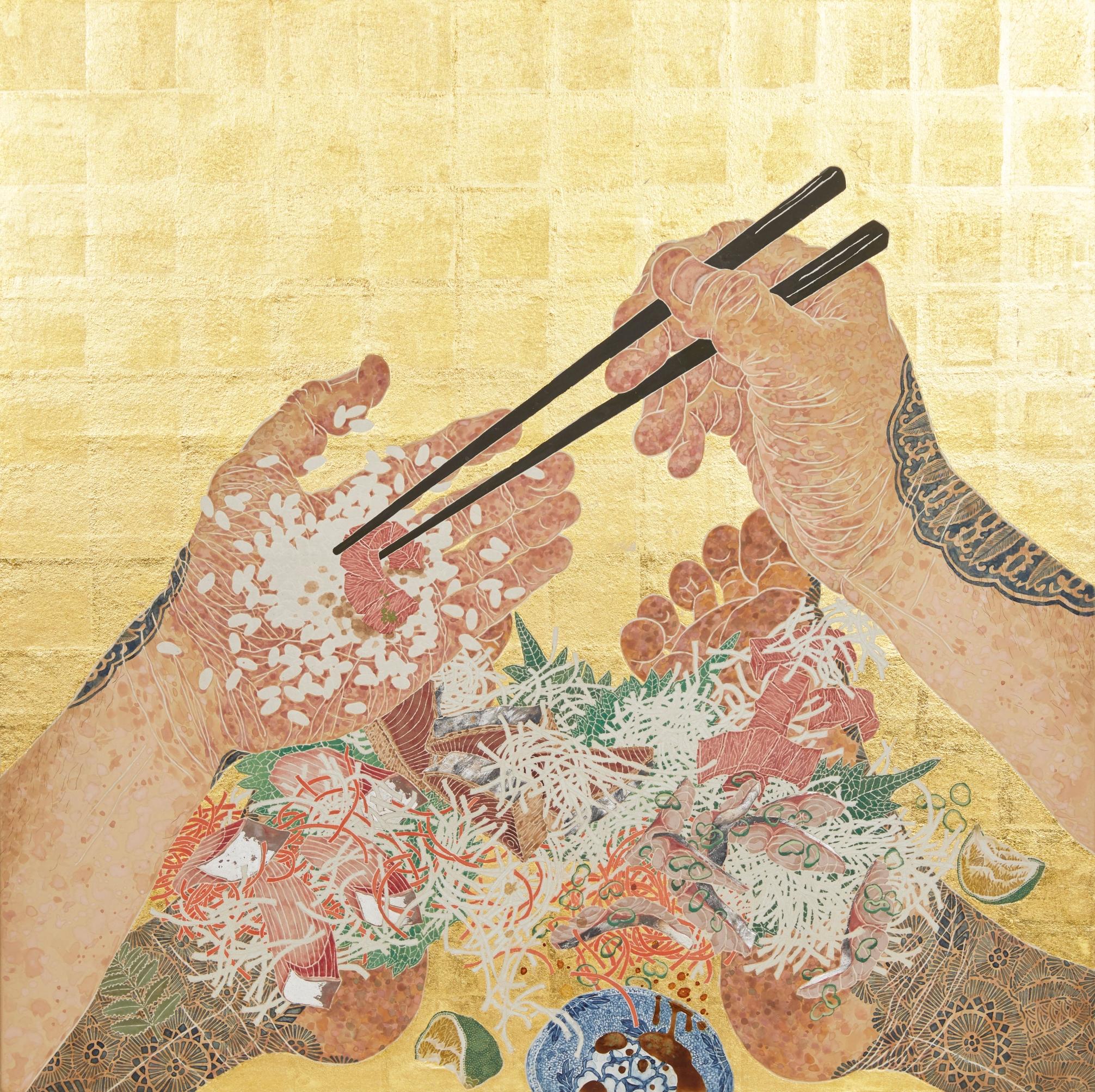 Hiroomi Ito Still-Life Painting - "Self Consuming Vessel", contemporary Japanese painting natural pigments