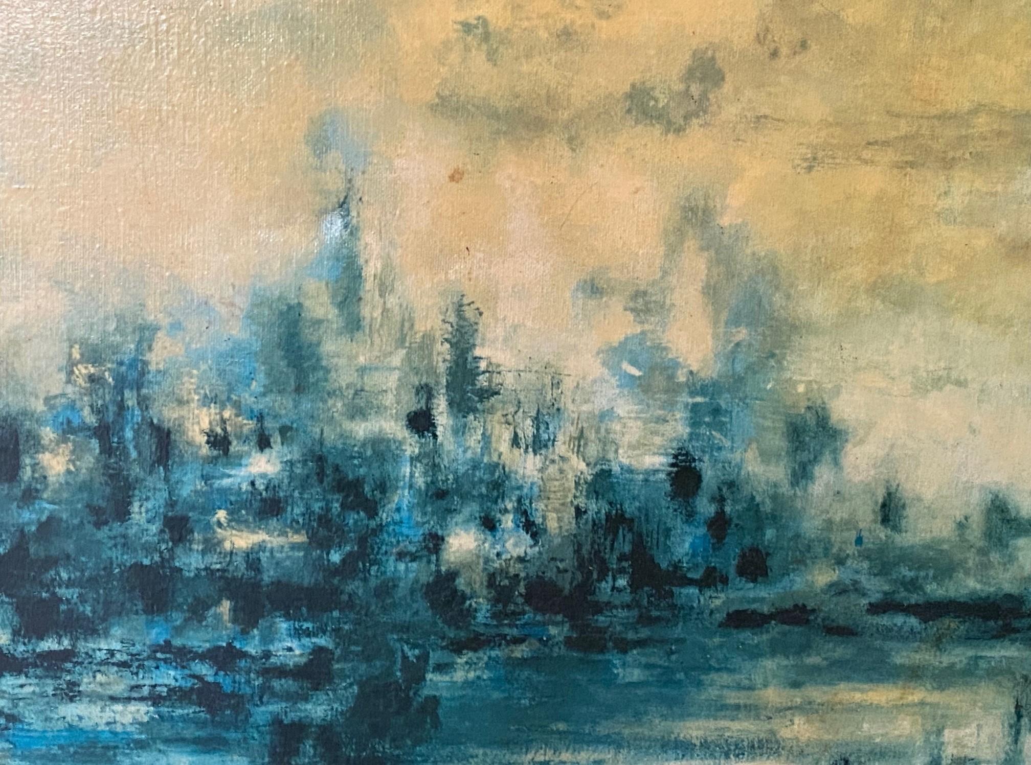 Hiroshi Honda firmato Pittura ad olio astratta giapponese-americana del medio secolo in vendita 3