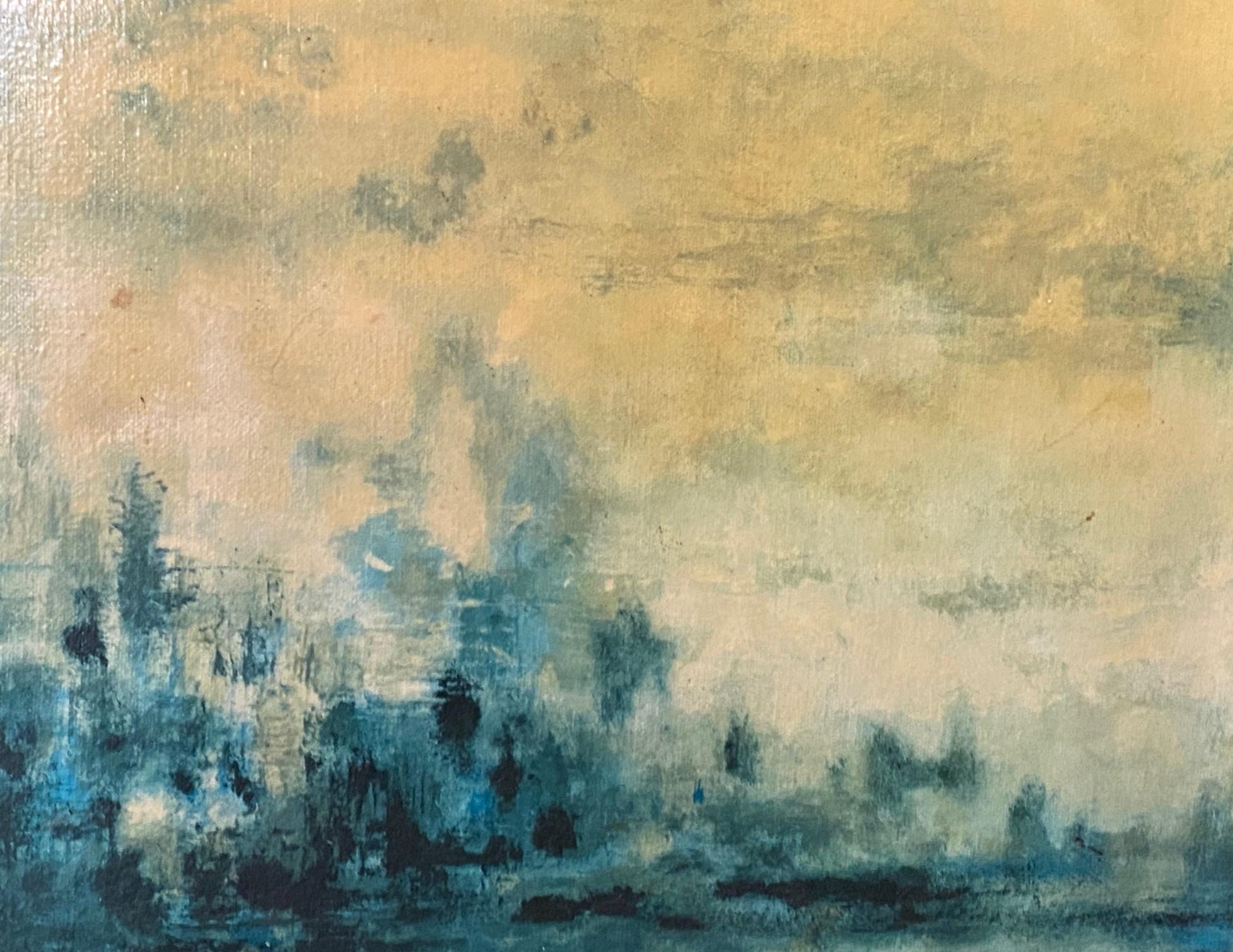 Hiroshi Honda firmato Pittura ad olio astratta giapponese-americana del medio secolo in vendita 5