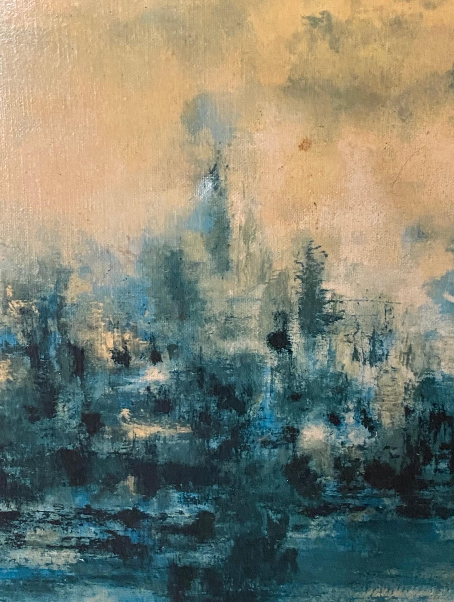 Hiroshi Honda firmato Pittura ad olio astratta giapponese-americana del medio secolo in vendita 6