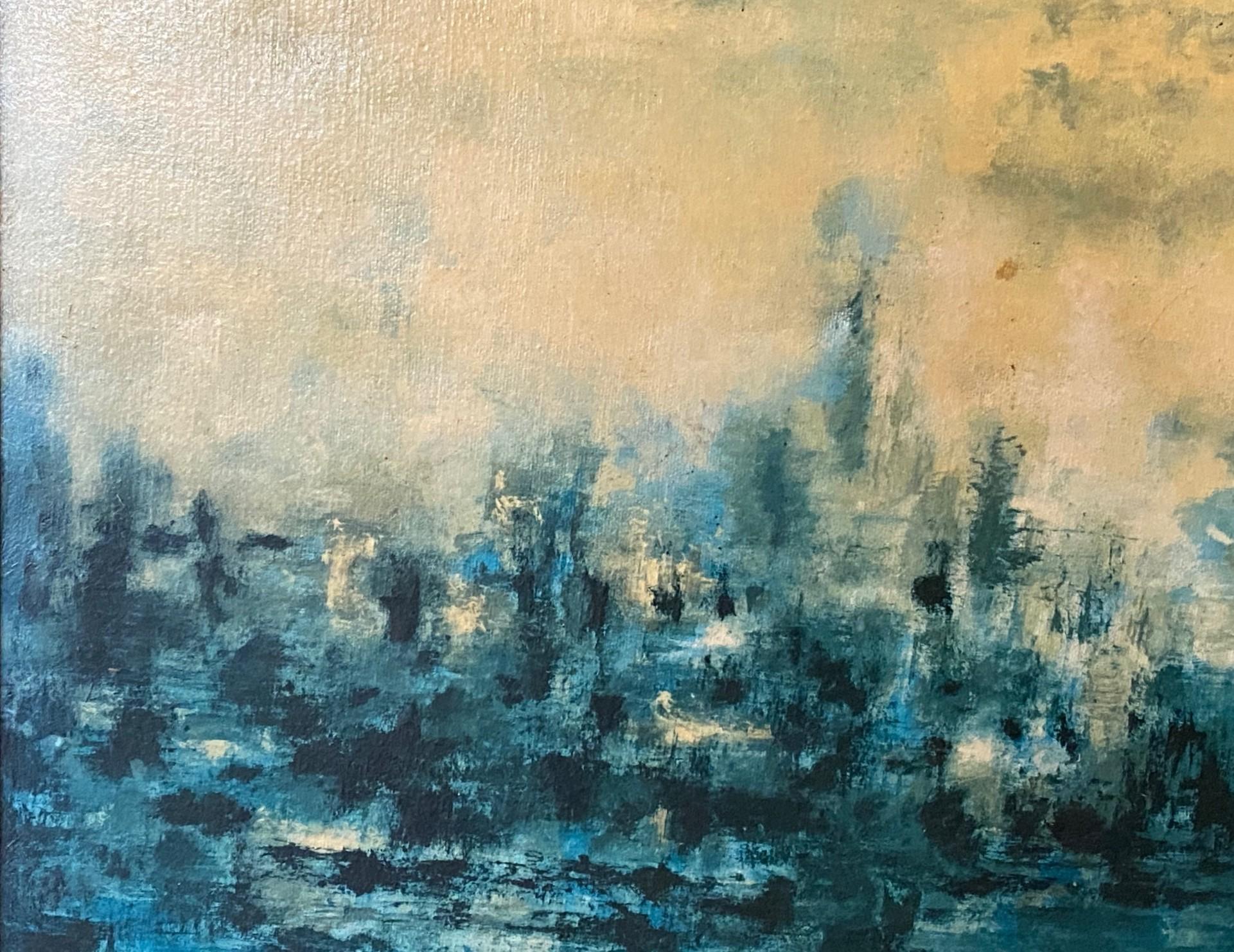 Hiroshi Honda firmato Pittura ad olio astratta giapponese-americana del medio secolo in vendita 9