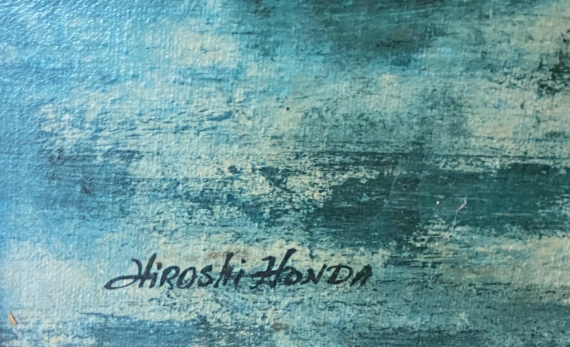 Hiroshi Honda firmato Pittura ad olio astratta giapponese-americana del medio secolo in vendita 10