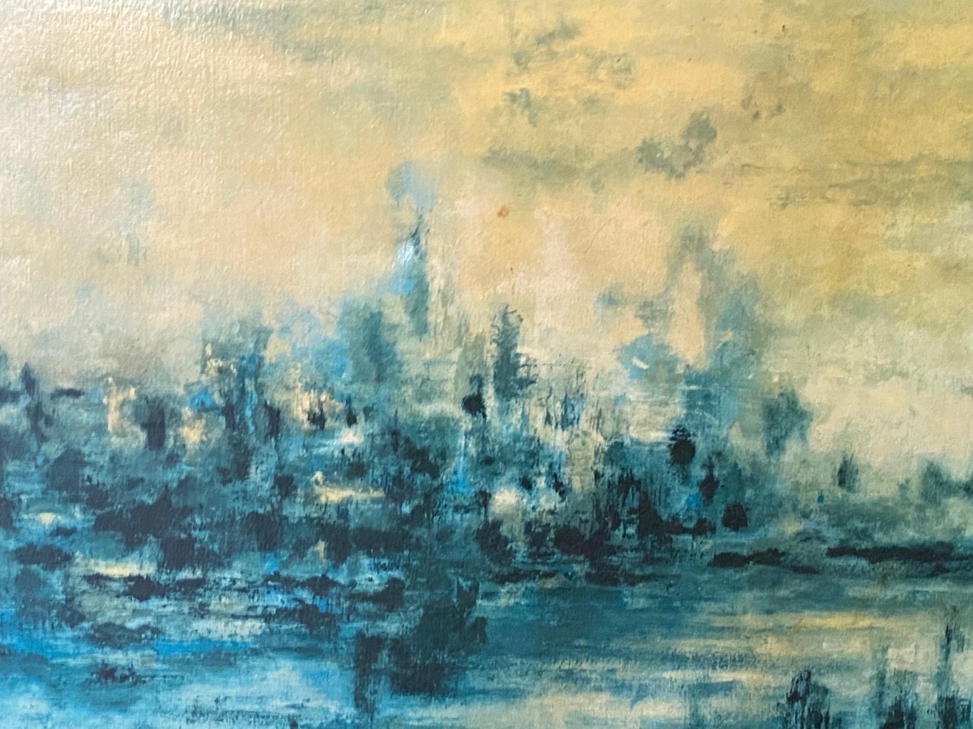 Americano Hiroshi Honda firmato Pittura ad olio astratta giapponese-americana del medio secolo in vendita