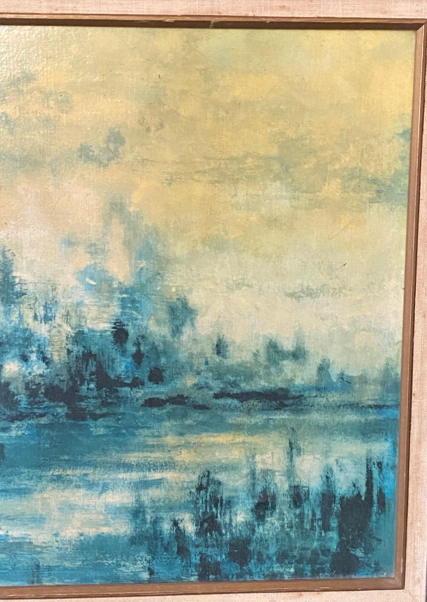 Hiroshi Honda firmato Pittura ad olio astratta giapponese-americana del medio secolo In condizioni buone in vendita a Studio City, CA