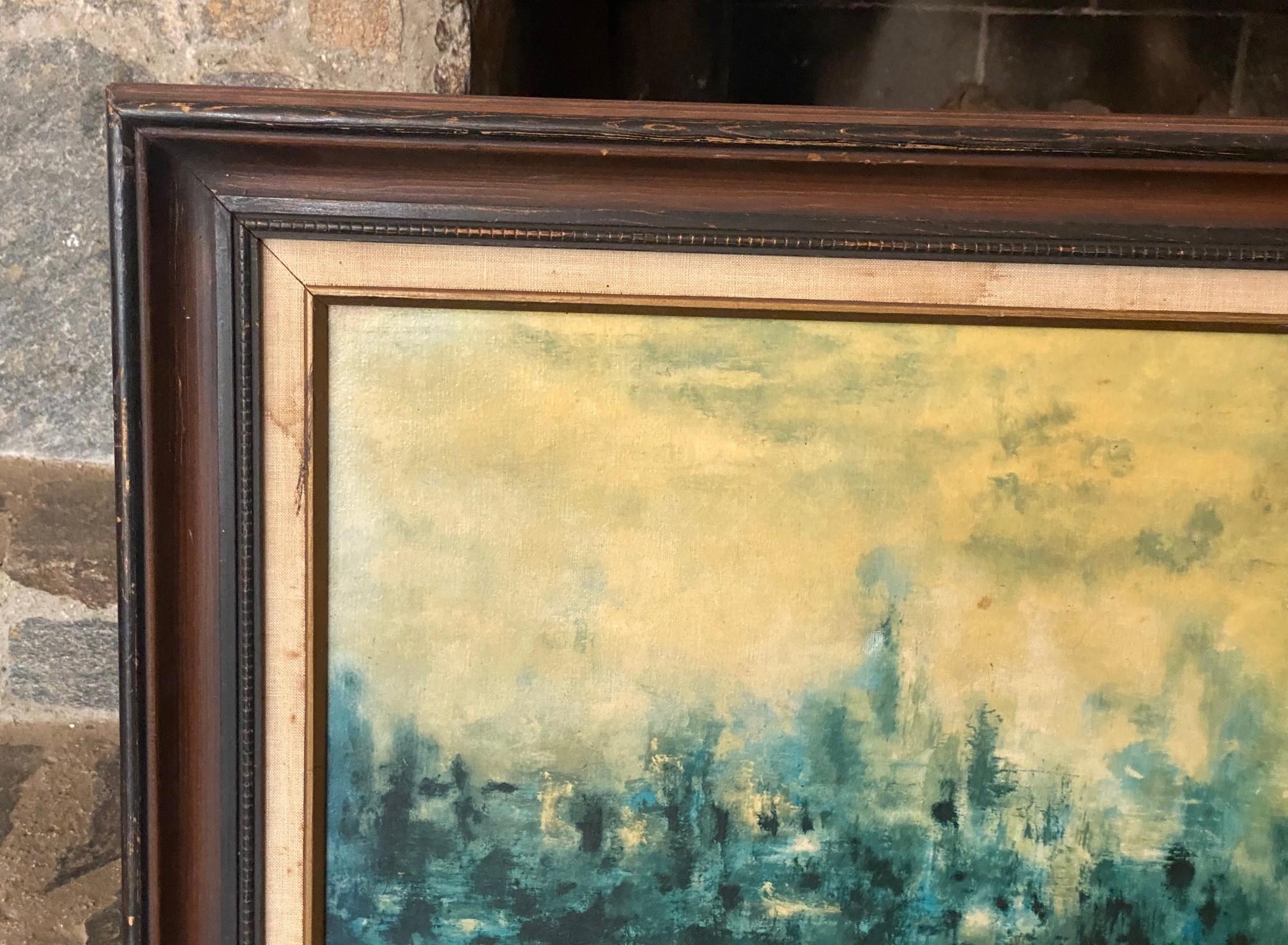 XX secolo Hiroshi Honda firmato Pittura ad olio astratta giapponese-americana del medio secolo in vendita