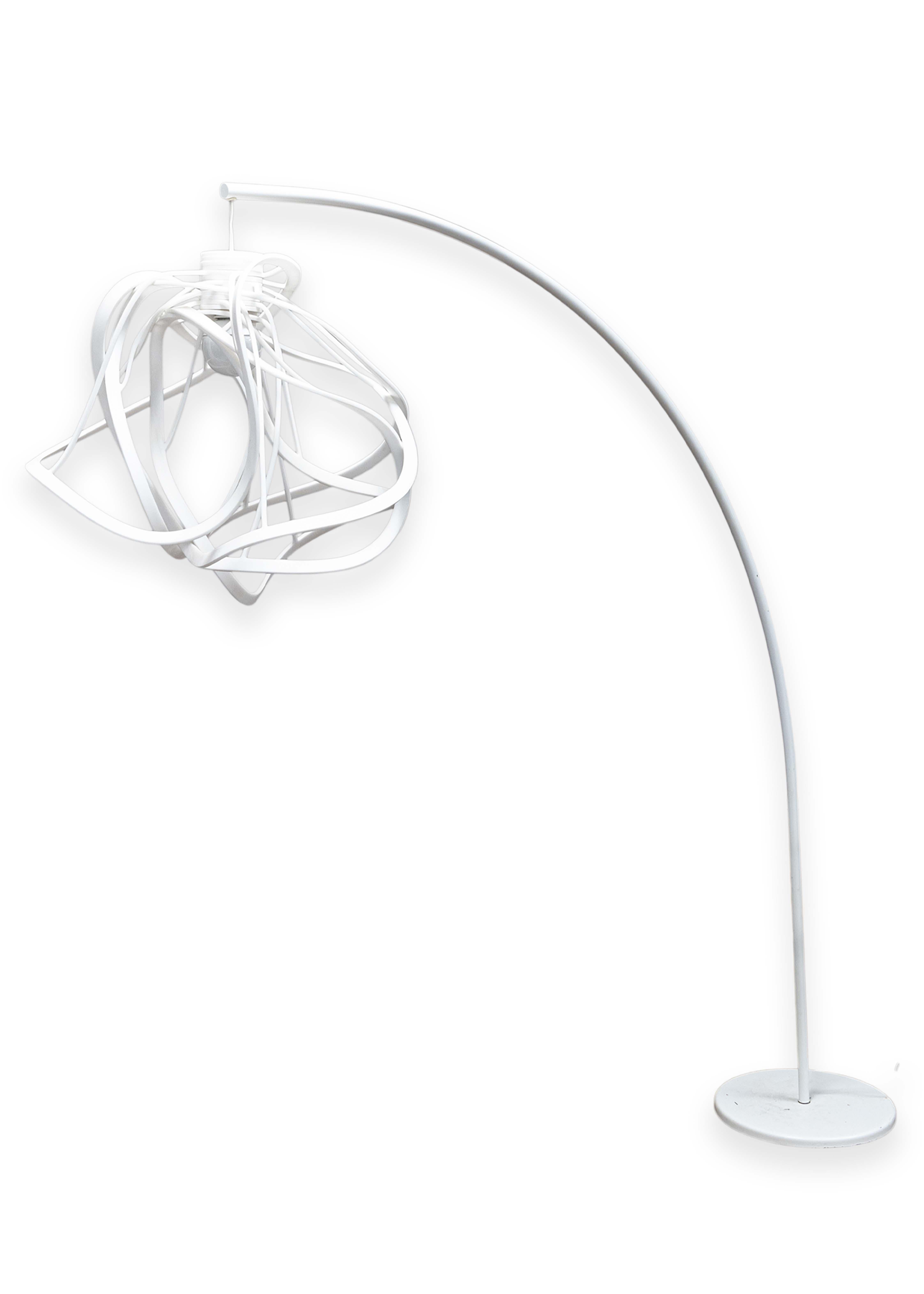 Hiroshi Kawano pour Ligne Roset Bloom, lampadaire à arc moderne en métal blanc et mousse en vente 4