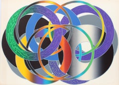 Hiroshi Murata Serigrafia incorniciata Stampa geometrica colorata incorniciata Raro anni '70