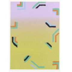 Serigrafia geometrica astratta di Hiroshi Murata, con colori che vanno dal viola al verde.