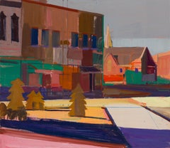 "Decoración Navideña" - Pintura abstracta de un pueblo del Medio Oeste por Hiroshi Sato