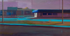 "Closed", dipinto originale di Hiroshi Sato, un paesaggio vibrante