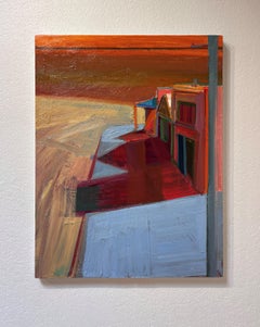 "Corner Street No. 2" by Hiroshi Sato, Original Painting, Abstract Landscape