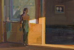 "Cornered" - Pittura a olio su tela contemporanea di Hiroshi Sato, 2025