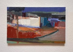"Downtown Street" by Hiroshi Sato, Original Painting, Abstract Landscape