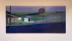 "Capanno della sera", dipinto originale di Hiroshi Sato, un paesaggio vibrante