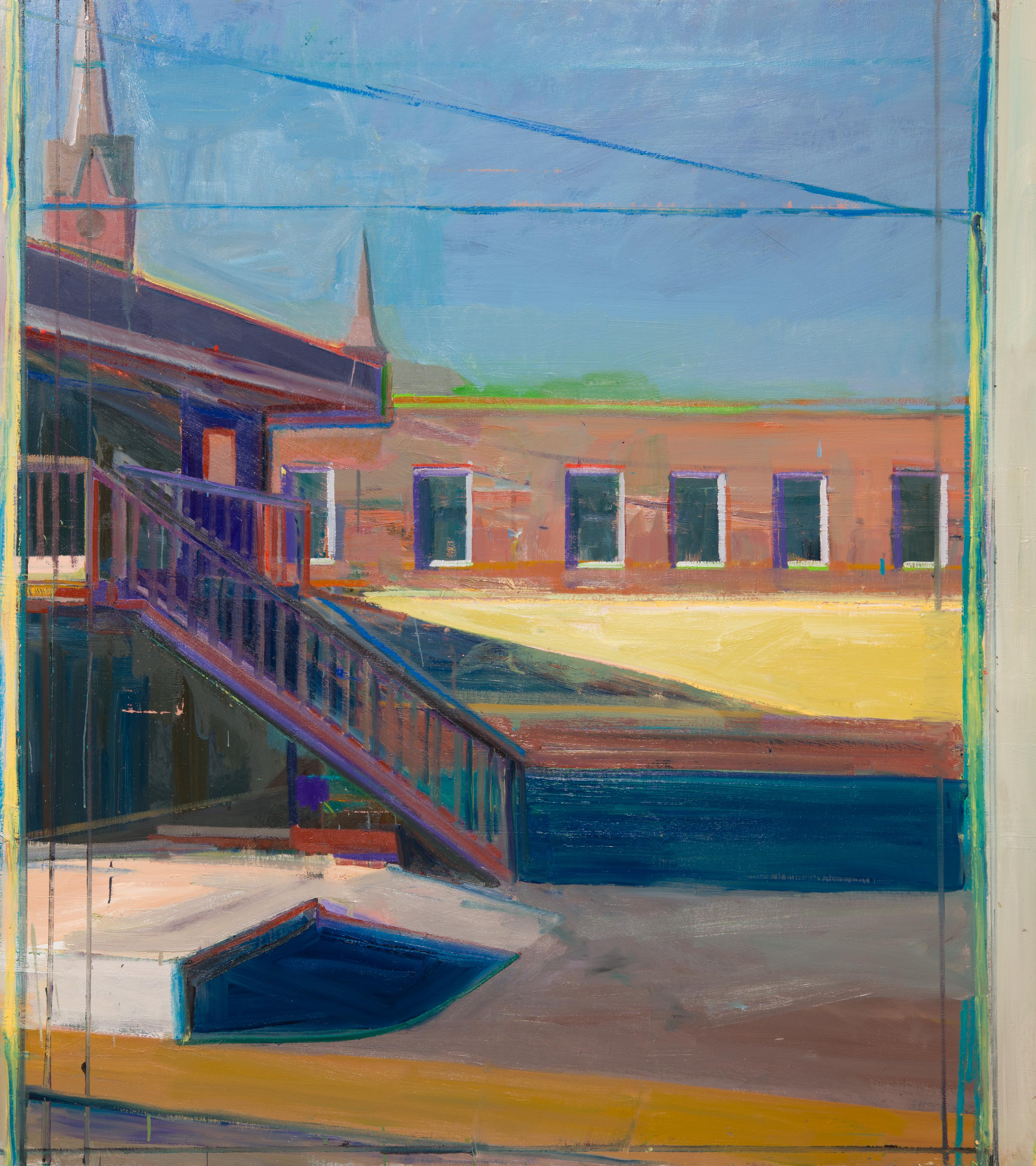 "Fort Smith Hotel, 2024" est une captivante huile sur toile originale de Hiroshi Sato, un maître contemporain du médium connu pour son attention méticuleuse à la lumière et à la forme. Mesurant 66 x 58 pouces, cette œuvre d'art témoigne de