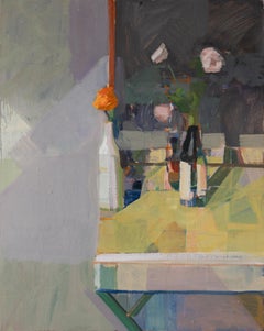 "Fuera de paso" de Hiroshi Sato - Pintura al óleo de bodegón geométrico abstracto, 2025