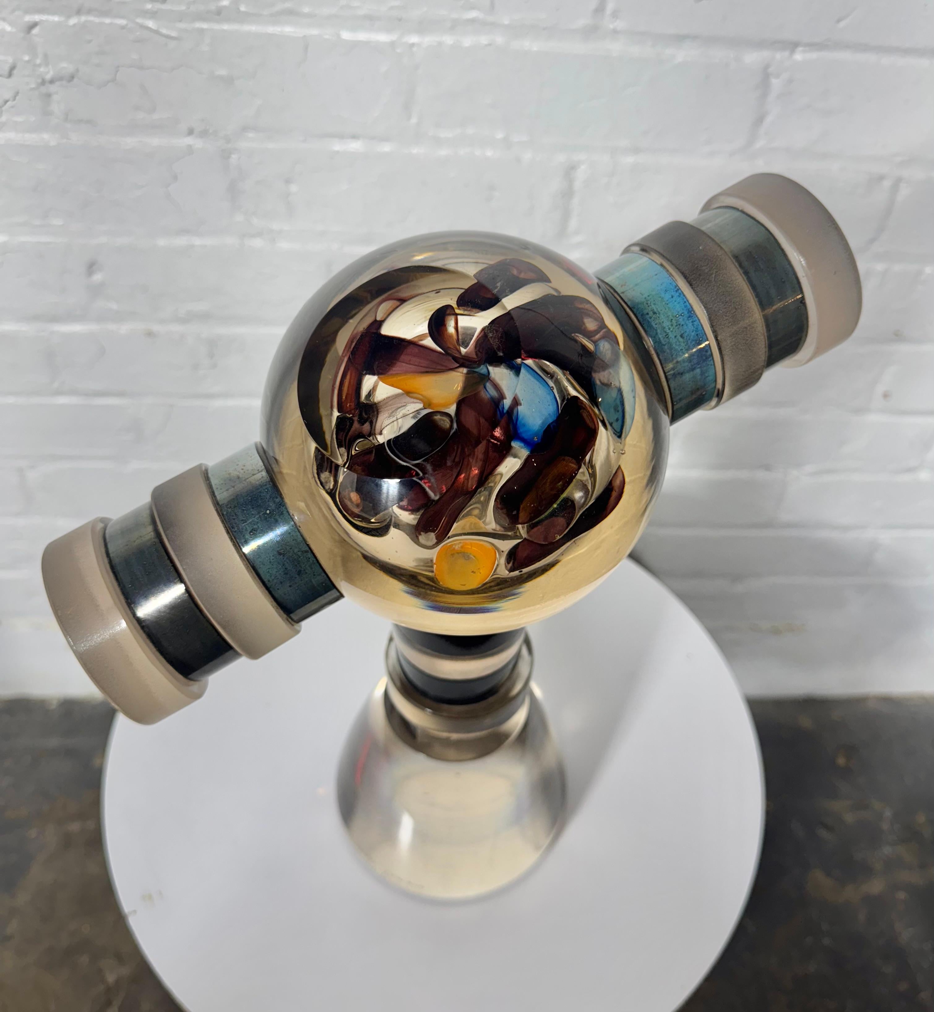 Américain Hiroshi Yamano Sculpture géométrique en verre d'art c.C. 1989 en vente