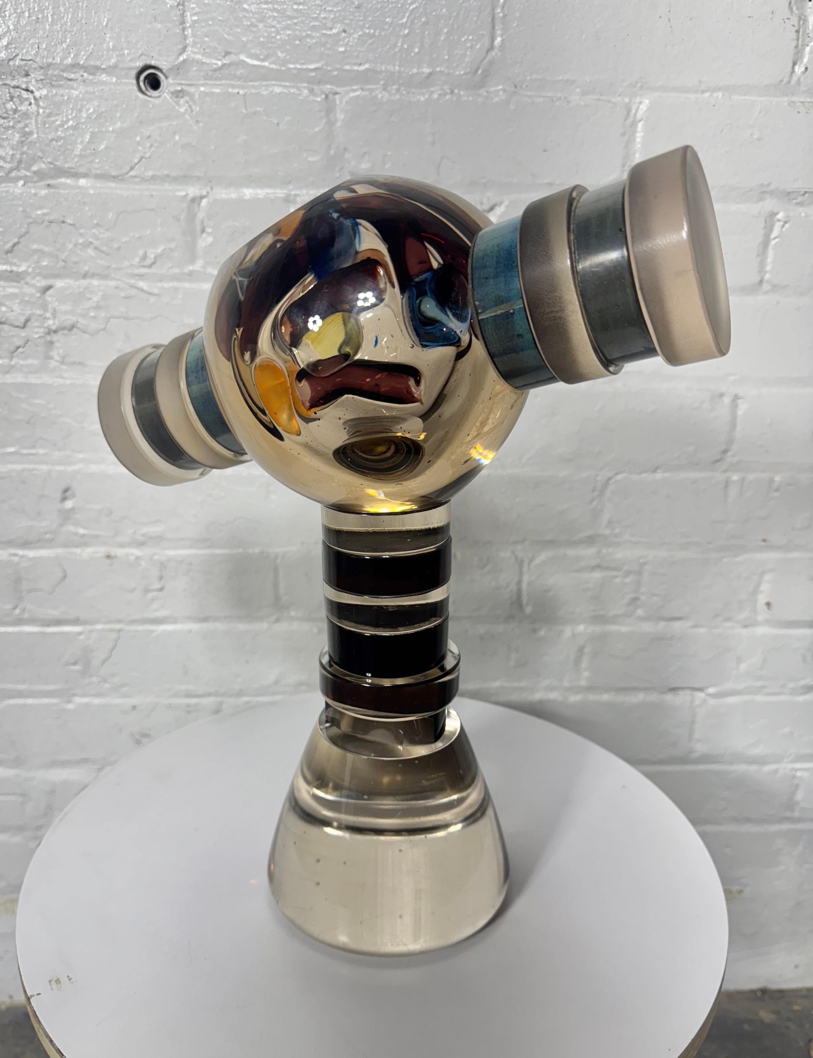 Fait main Hiroshi Yamano Sculpture géométrique en verre d'art c.C. 1989 en vente