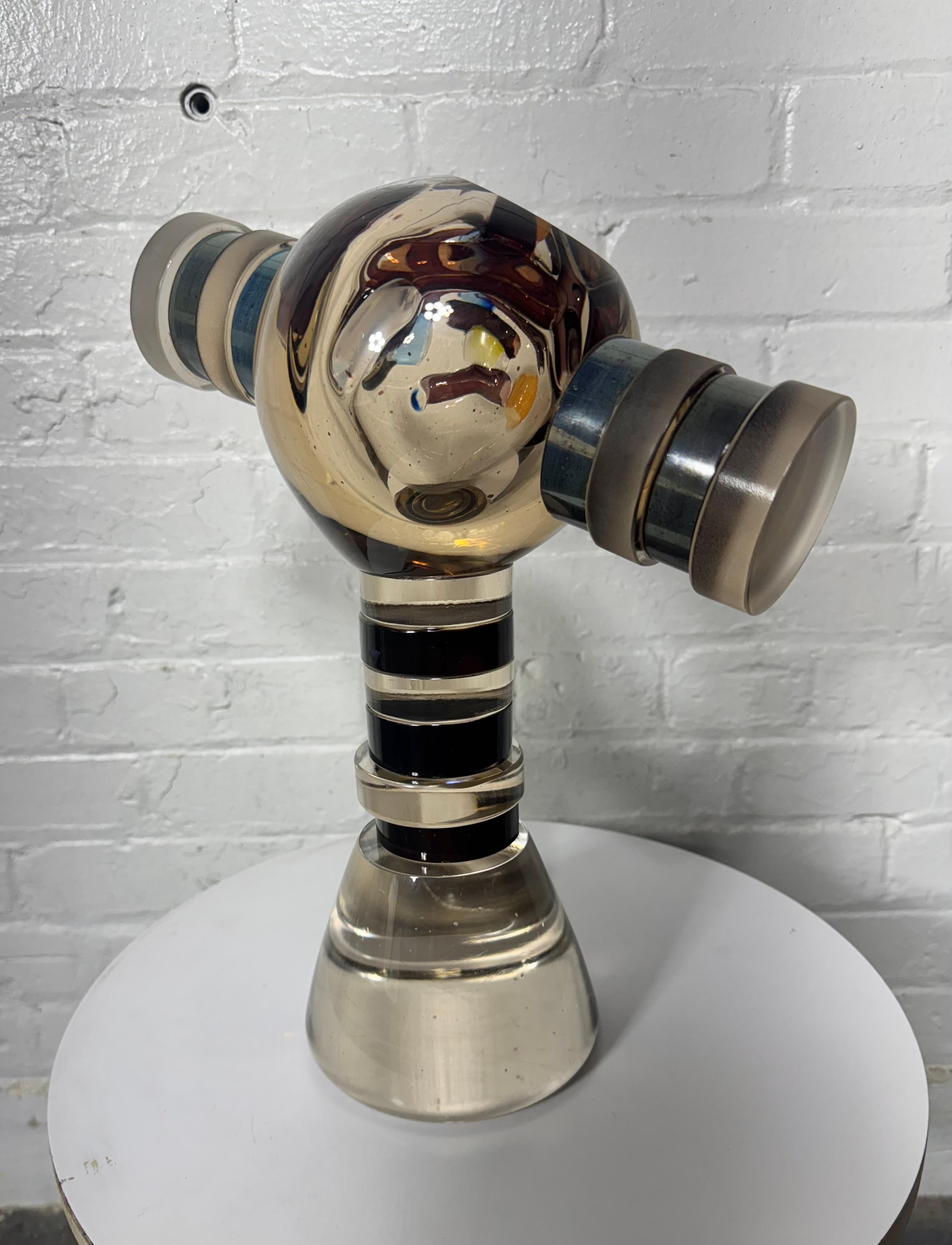 Hiroshi Yamano Sculpture géométrique en verre d'art c.C. 1989 en vente 1