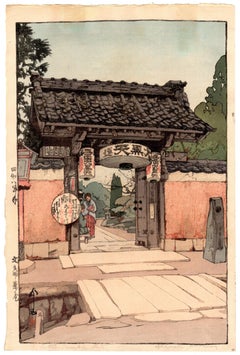 Hiroshi Yoshida, “a Little Temple Gate”., Woodblock Print