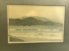Hiroshi Yoshida Framed Rare Japanese Color Woodblock Print Fujiyama from Miho